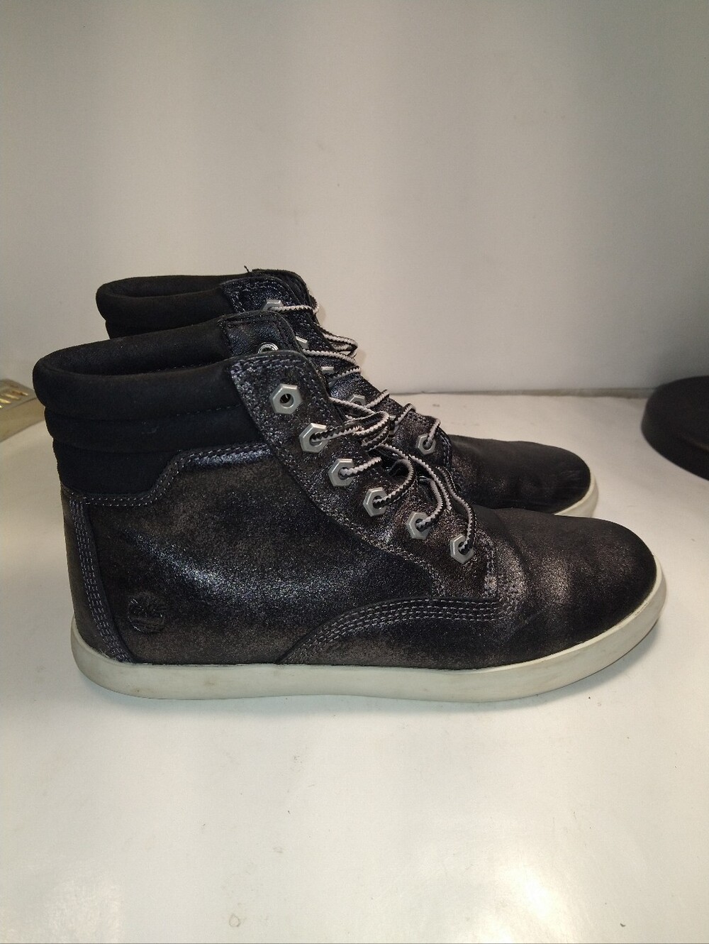 Timberland Dausette Black Leather Sneaker Boots Women's sz 8 (A1QIV).
